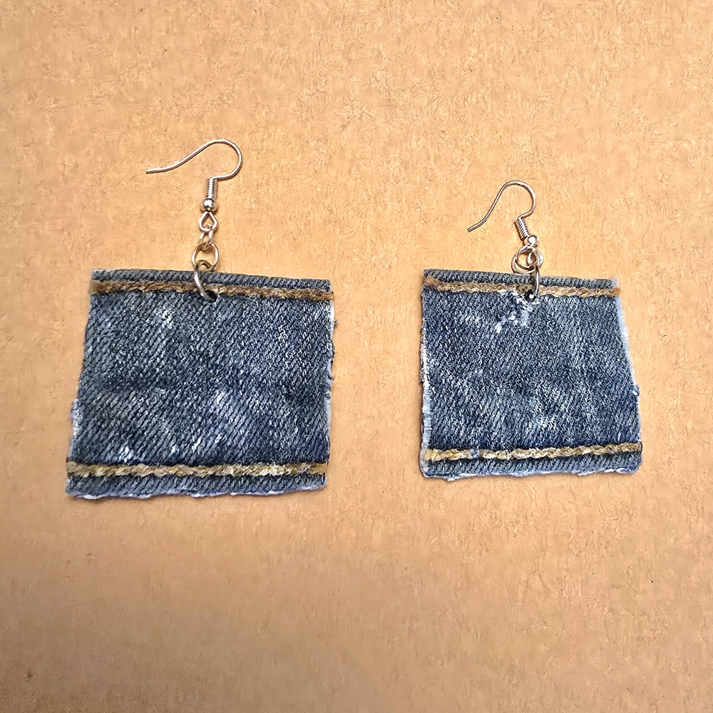 Denim Square Earrings